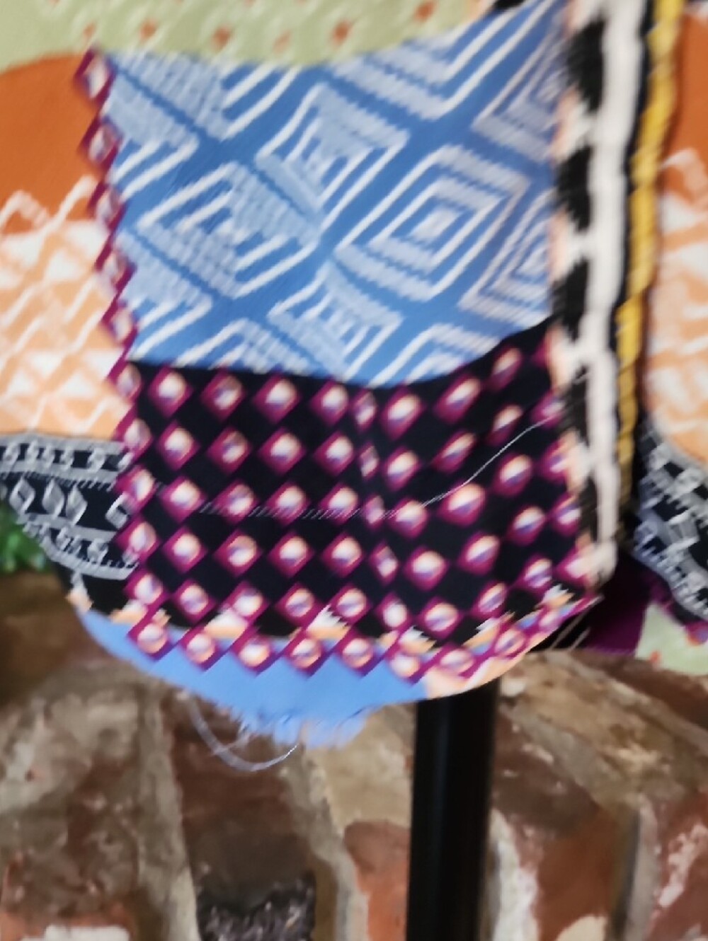 Sleeveless Patchwork Print Button-Front Dress - Multicolor - Picture 3 of 9